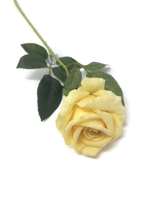 Single Stem Velvet Touch Rose - Pale Yellow