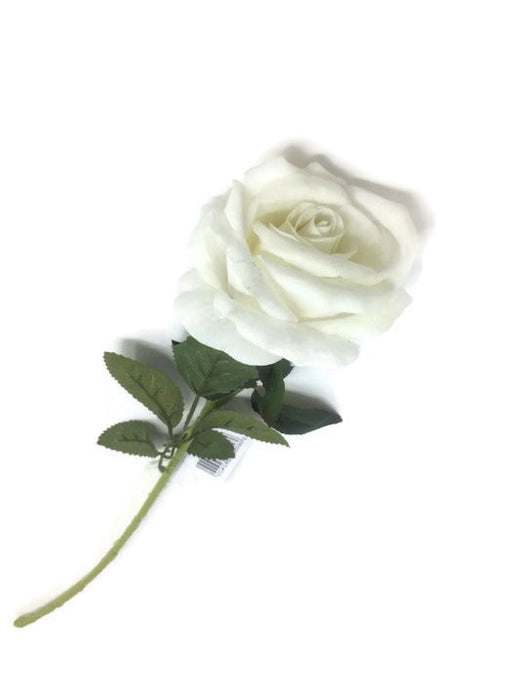 Single Stem Velvet Touch Rose x 52cm- Ivory