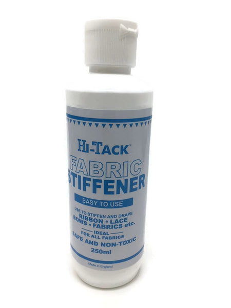 Hi Tack Fabric Stiffener 250 ml, Use To Stiffen Drape Ribbon Lace Bows