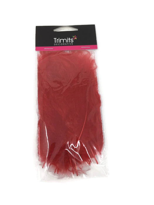 24 Mixed Size Marabou Feathers - Red