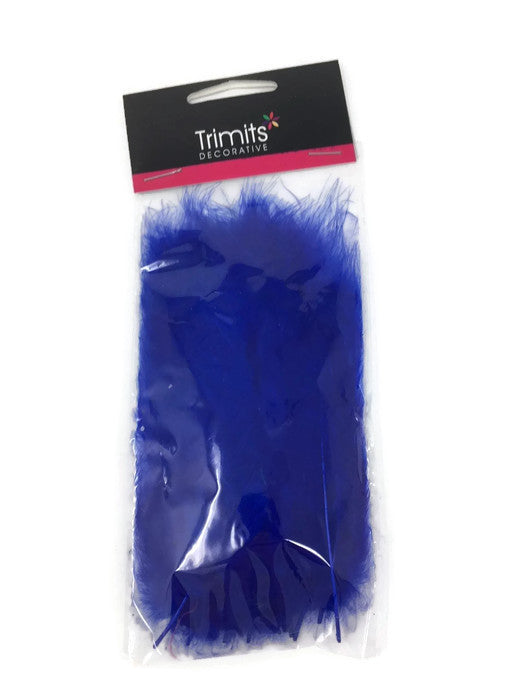 24 Mixed Size Marabou Feathers - Royal Blue