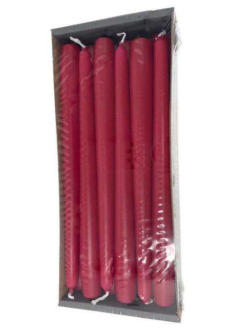 250mm x 23mm Tapered Candles x 12 - Carmine Red