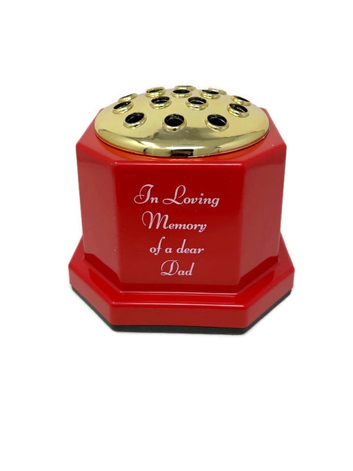 Red With Gold Top Square Based In Loving Memory Dad Memorial Pot
