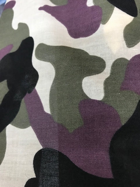 1 Metre Polycotton Camouflage Print Fabric x 112cm / 44" - Green & Purple ep158