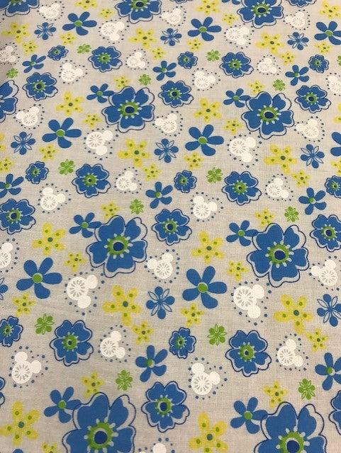 1 metre Blue Petunia Polycotton Fabric x 112cm -  Vintage 60's