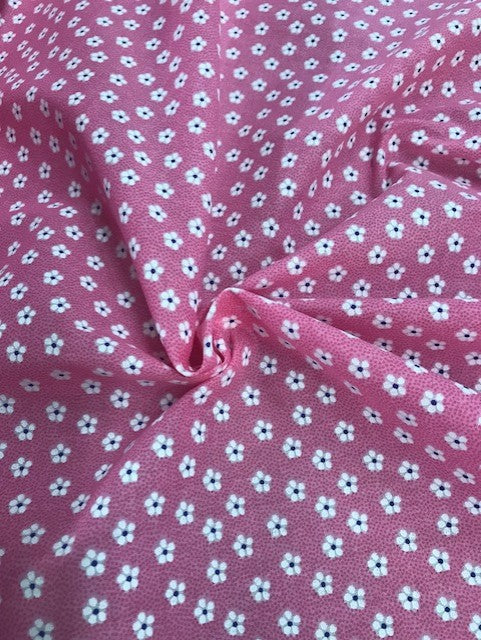 1 Metre Pink Polycotton Small Ditzy Floral Fabric x 112cm EP64