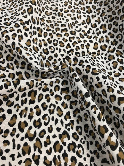Snow Leopard Polycotton Animal Print Fabric - Width 44" / 112cm- 1 Metre