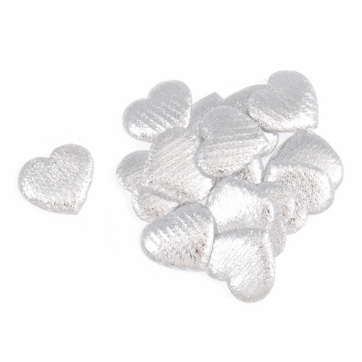 Silver Metallic Satin Velvet Hearts, 3cm, Pack of 10