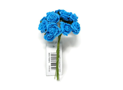12 Miniature Foam Roses - Turquoise