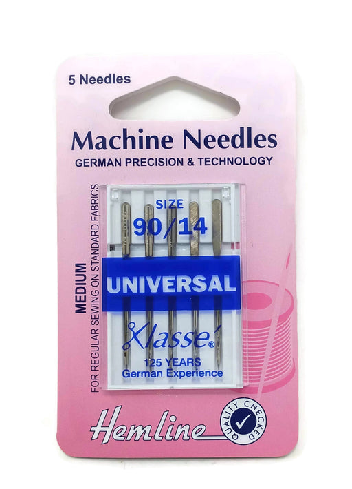 Hemline Universal Sewing Machine Needles: Medium 90/14 - Pack of 5