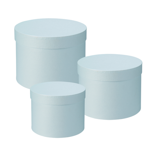 Symphony Lined Hat Boxes - Set of 3 - Baby Blue