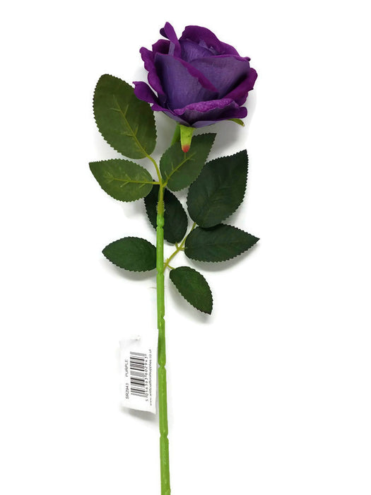 Single Stem Velvet Touch Rose x 52cm - Purple