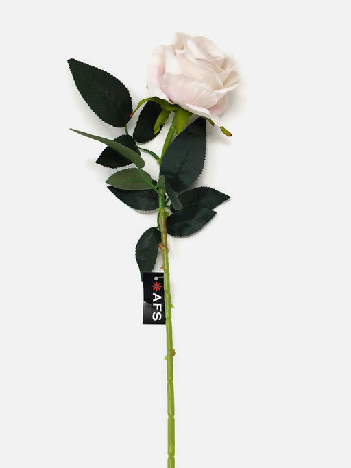 Single Stem Velvet Touch Rose x 75cm - Ivory Blush