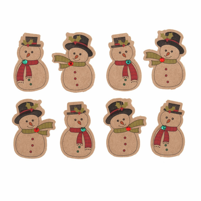Vintage Christmas Self Adhesive Embellishment x 4cm - Pack of 8 - Mini Snowman