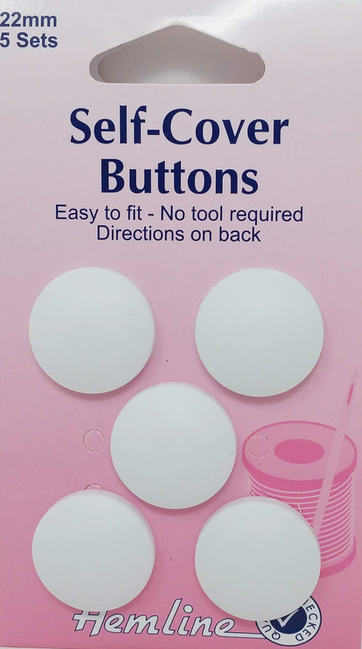 White Self Cover Buttons - 5 Buttons x 22mm