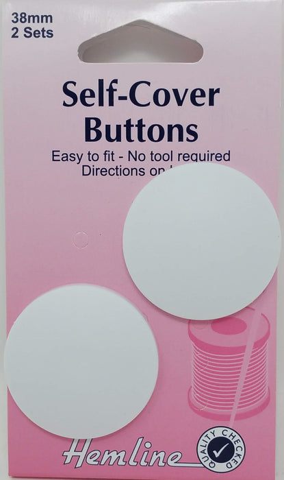 White Nylon Self Cover Buttons - 2 Buttons x 38mm
