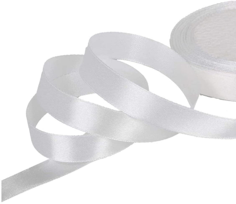 25mm x 20m Double Faced White Satin Ribbon