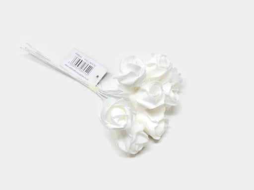 8 Head Foam Rose Bud Bunch - Full White