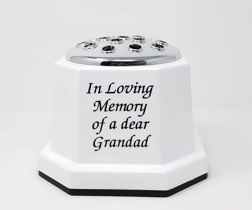 White Memorial Grave Pot - In Loving Memory of a dear Grandad