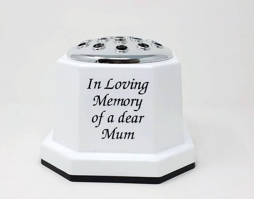 White Memorial Grave Pot - In Loving Memory of a dear Mum