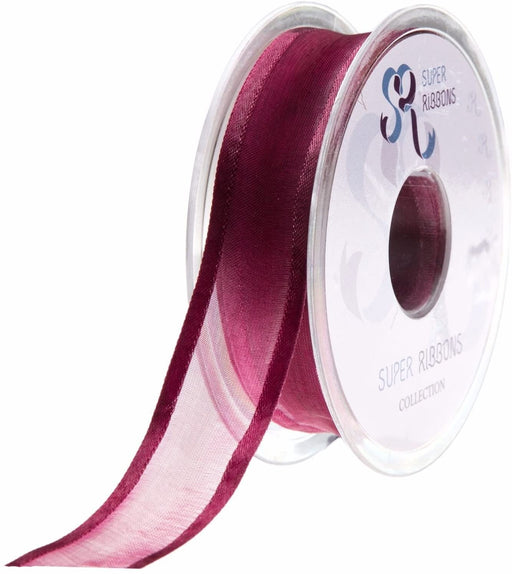 10mm Satin Edge Organza Ribbon x 25m - Wine