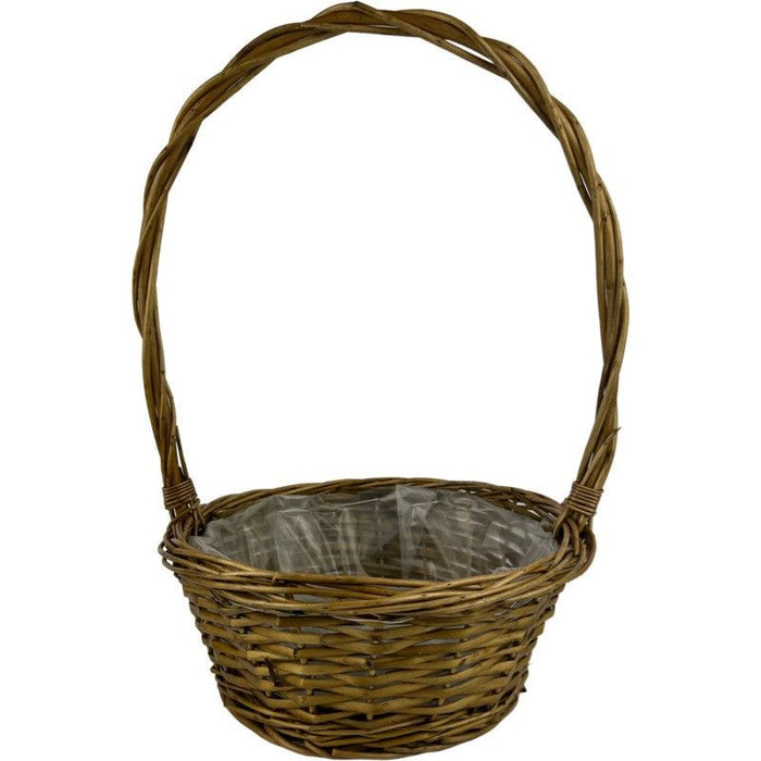 Stained Willow Lined Basket with Handle x 20cm