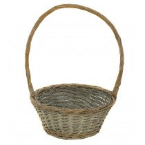 25cm Grey Washed Handled Basket