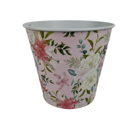 Flower Design Zinc Pot 13 x 12cm