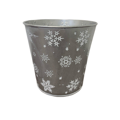 Natural Christmas Zinc Pot with Snowflakes