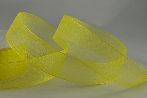 Yellow 25mm Woven Edge Organza Ribbon 25m