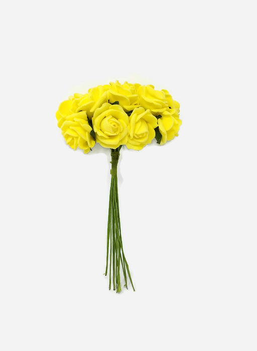 12 Miniature Foam Roses - Yellow