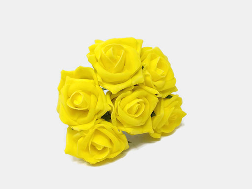 6 Head Foam Rose Bunch - Yellow