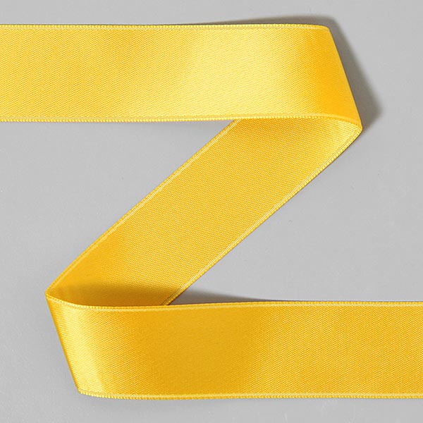 25mm x 20m Double Faced Bright Yellow Satin Ribbon
