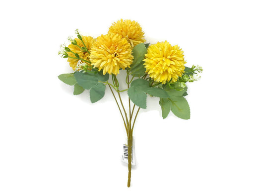 5 Stem Spiky Chrysanthemum Bush x 30cm - Yellow